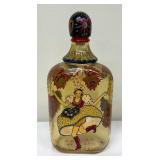 Pair of Vintage Folk Art Hand Painted Glass Bottles