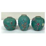 Three Vintage Miniature Chinese Style Celadon Vases