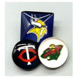 Minnesota Twins, Vikings and Wild Snap Necklace with Sterling Silver Chain