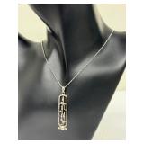 Vintage Sterling Silver Egyptian Pendant Necklace