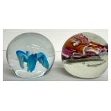 A Lovely Pair of Art Glass Paper Weights