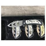 Wildlife Knife Set of 4 with Deer, Bear, Wolves and Eagles Pictured on the Front