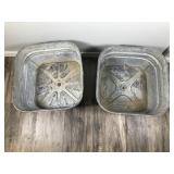 2 - Vintage Galvanized Wash Tubs