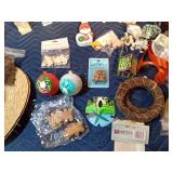 basket of craft supplies, Manger, Christmas ornaments and decor