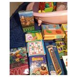 Electronic sketch board, games, puzzles, Grocery cart and infant bathtub