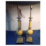 Pair of brass lamps