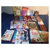 Box of hard & soft cover books, magazines, DVDs