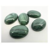 5 MALACHITE - 28.47 cttw. Oval cabochon cut