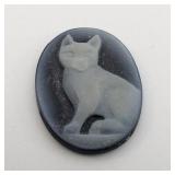 BLACK ONYX - 2.58ct. Carved Oval Cat