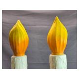 Vintage Pair of Blow Mold Electric Candle Sticks with Yellow Flames