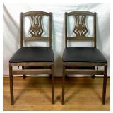 Mid Century Vintage STAKMORE Solid Wood Padded Folding Chairs Set  of 2