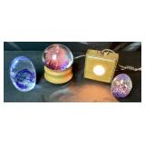 3 Blown Glass Paperweights and Lighting Bases