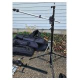 Collection of Photography and Videography Tripods, Green Screen Equipment