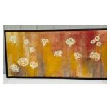 Framed Modern Abstract Print On Canvas Oil Painting Look A-like Flowers Design