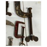 Vintage Variety of C-Clamps of Various Sizes Tools