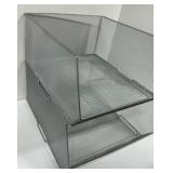 Stackable Wire Mesh STORAGE Bins Silver Two Sizes And Paper Rack