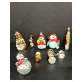 Snowmen & Penguins Mercury Glass Christmas Ornaments Old World Christmas Design