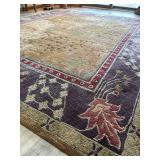 Large Beautiful Area Rug from Nepal in Hues of Purple, Cream, Red, Dusty Rose