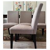 Four Contemporary Neutral Colored Fabric Dining Chairs