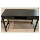 Classic Black Wooden Desk with Two Drawers and Middle Cubby