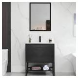 eclife 30 in. W x 18 in. D x 33 in. H Single Sink Freestanding Bath Vanity in Black with White Ceramic Top with Outlet Customer Returns See Pictures