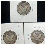 Lot of 3 Standing Liberty Quarters