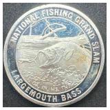 1oz .999 Silver National Fishing Grand Slam Largemouth Bass Medallion