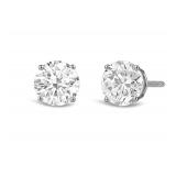 2.02 Carat Total Weight Diamond Stud Earrings 14k White Gold 4 Prong Basket Screw Back Earrings. $2480 Retail!!!