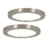 ARTIKA Lot of 2 Packs of- Lumo 8 in. 1-Light Modern Brushed Nickel Integrated LED Flush Mount Ceiling Light Fixture for Kitchen or Bedroom (2 lights per pack)