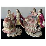 Pair of Vintage Victorian Couple Dresden Art Porcelain Lace Figurines