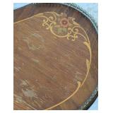 Antique Mahogany Carved and Inlaid Wood Kidney Shaped Coffee Table