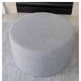 Round Grey Upholstered Ottoman