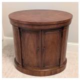 Oval Wood Storage Side Table