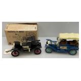 Jim Beam Collectible Decanters Model T Ford (Black) & Thomas Flyer (Blue) EMPTY