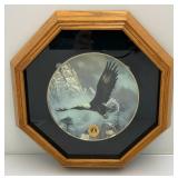 Two Framed Behind Glass Eagle Design Collectors Plates