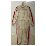 Vintage SFI Manufacture Certified Race Worn Fire Proof Suit Size Med. (Complete With Official Stains)