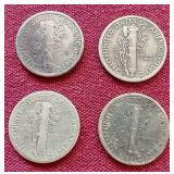 (4) Mercury Dimes