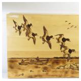 Large Wood Slab Wall Hanging - Ducks and Lake Scene