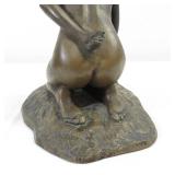 M. Stelzer Signed Bronze Kneeling Nude with Flowers