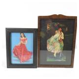 Lot of 12 Vintage Framed Pin up Style Woman Prints