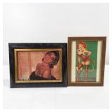 Lot of 12 Vintage Framed Pin Up Rique Style Woman Prints