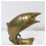 Brass Eagle and Salmon Sculpture