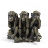 2 Small Monkey Sculptures - Hear no, See no, Speak no Evil