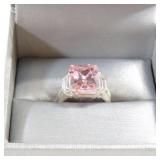 925 Large Pink Gemstone Ring