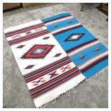 2 Vintage Woven Southwest Design Blankets