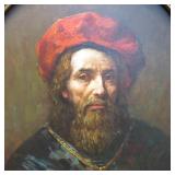 LARGE Vintage Ornate Gold Gilt Frame Oil Painting Portrait of a Rabbi