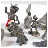 Large Lot of Pewter Figurines - Wizards, Dinosaurs, Animals, People, Etc.