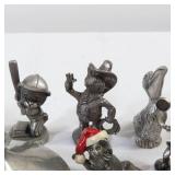 Large Lot of Pewter Figurines - Wizards, Dinosaurs, Animals, People, Etc.