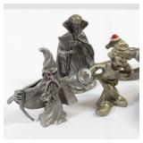 Large Lot of Pewter Figurines - Wizards, Dinosaurs, Animals, People, Etc.