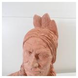 18" Native American Bust Heavy Terra Cotta? Red Clay Made in Mexico